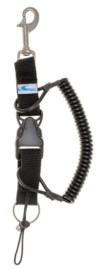 [ACCE05019-BK-BK] mousqueton tire bouchon spirale inox avec anneau rouge jaune (Noir, Noir)